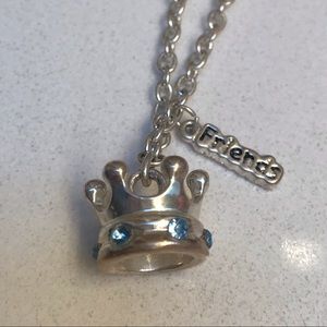 Silver crown and “friends” charm necklace
